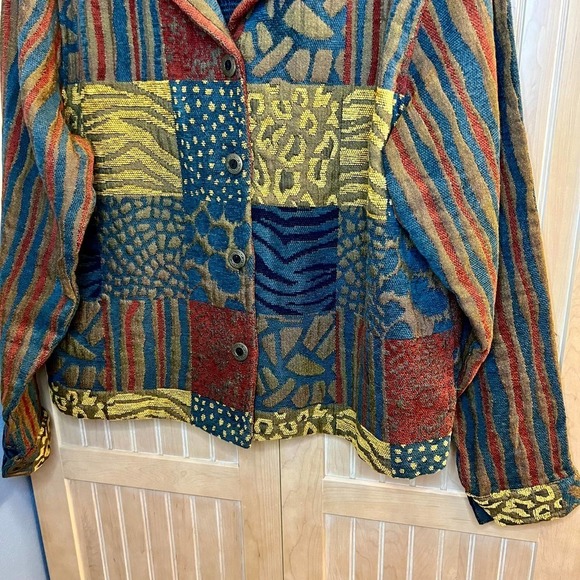 Vintage Daniel K. Embroidered Patchwork Look Tapestry Jacket Size Large - Picture 15 of 16